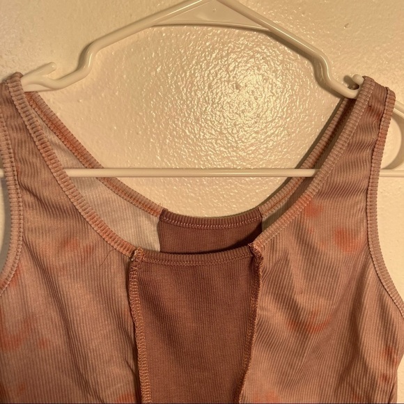 Cropped Ribbed Tank Top Mauve Pink Tie Dye - Picture 3 of 7
